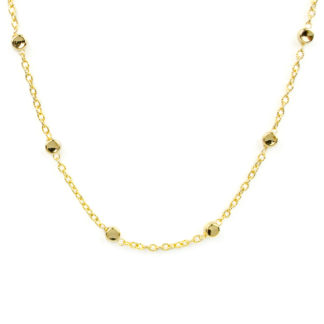Collana donna girocollo in oro giallo tit 750 (18 kt), con elementi tondi concavi di larghezza 4 mm; collana elegante, raffinata