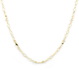 Collana girocollo donna catena a rombo puntinata massiccia in oro giallo tit 750 (18 kt) con elementi ovali e palline in oro giallo