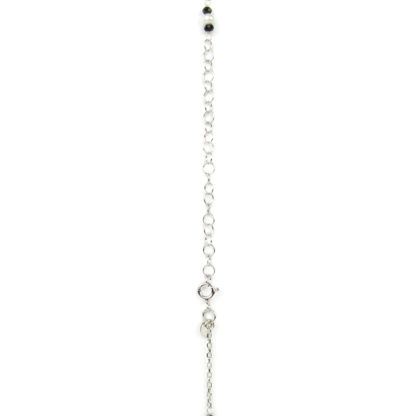 Collana lunga oro bianco; collana donna lunga in oro bianco tit 750 (18 kt), con spinello nero alternato a palline slash in oro