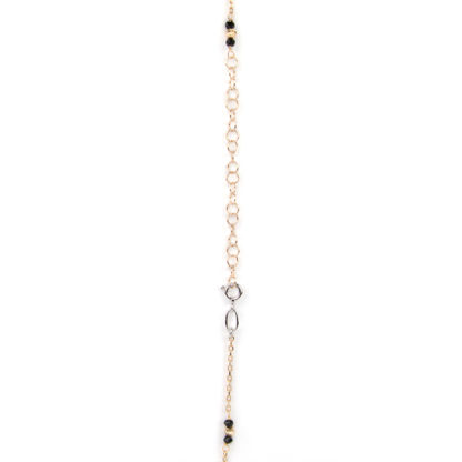 Collana lunga oro rosa, collana donna in oro rosè e bianco tit 750 (18 kt), con spinello nero alternato a palline slash in oro