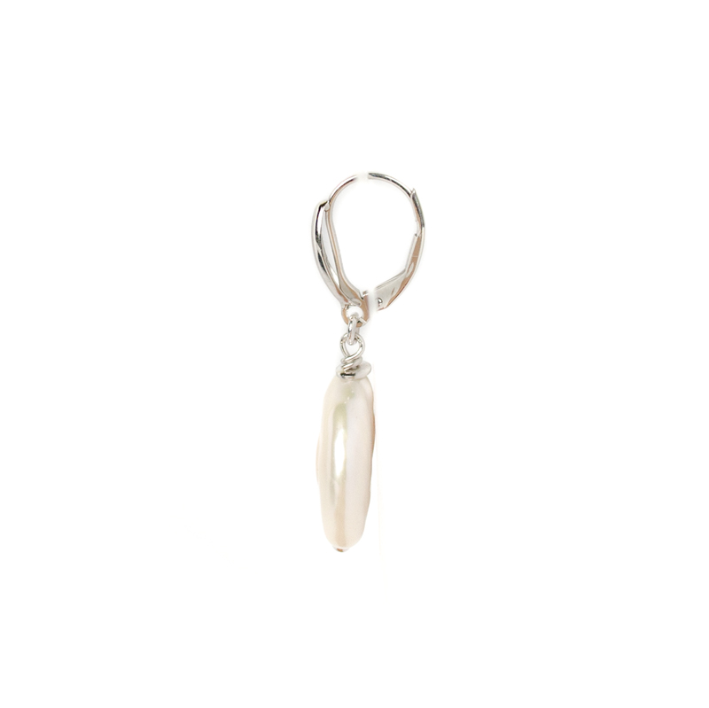 Orecchini A Perno Bianco Perlato Con Zirconia – Battaglia Placcato Oro Bianco