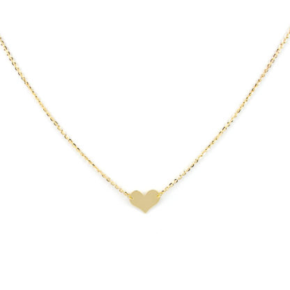 Collana cuore oro giallo girocollo donna in oro giallo tit 750 (18 kt), con cuore centrale di dimensione 6 x 8 mm, catena rolò ovale massiccia