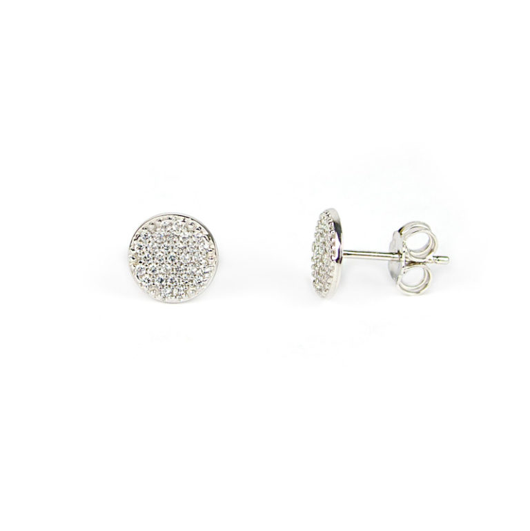 Orecchini Tondi In Oro Bianco 9kt Con Retro A Farfalla In Gomma – Jewellerybox - Foto 2