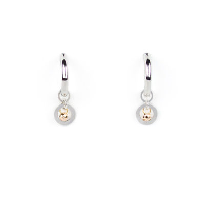 Orecchini cerchio oro bianco, orecchini a cerchio in oro bianco tit 750 (18 kt) con ciondolo rimovibile di 6 mm con pallina in oro rosa