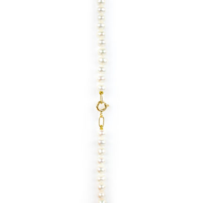 Collana girocollo donna di perle coltivate in acqua dolce, misura mm 5 - 5,5 con chiusura in oro giallo tit 750 (18 kt) elegante e raffinata