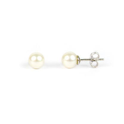 Orecchini donna perle coltivate acqua dolce misura mm 7 in oro bianco tit 750. Perle di alto grado e ottima coltivazione, molto brillanti