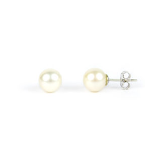 Orecchini donna perle coltivate acqua dolce misura mm 8,5 in oro bianco tit 750. Perle di alto grado e ottima coltivazione, molto brillanti