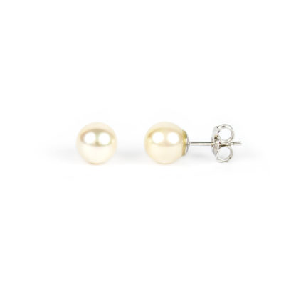 Orecchini perle coltivate acqua salata misura mm 8,5 in oro bianco tit 750. Perle di alto grado e ottima coltivazione, molto brillanti