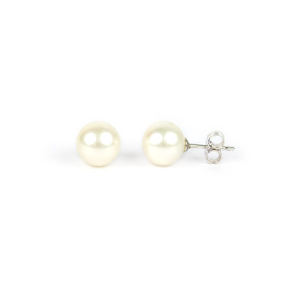 Orecchini di perle coltivate in acqua dolce mm 9,5 in oro bianco tit 750. Perle di alto grado e ottima coltivazione, luminose
