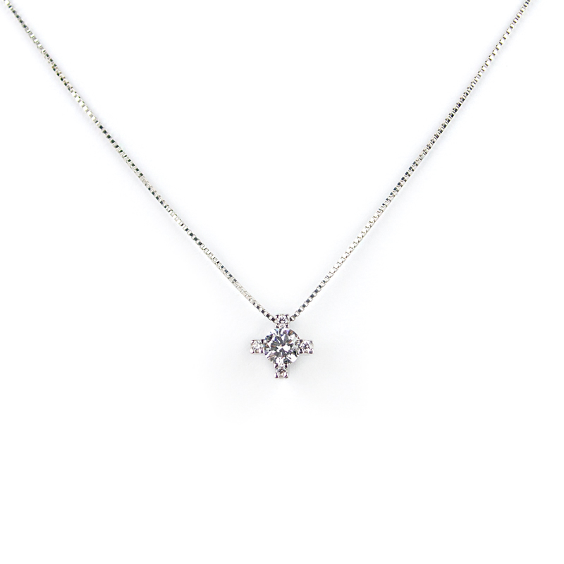 Punto luce oro bianco, girocollo donna in oro bianco tit 750 (18 kt), punto luce di zirconi scorrevole (che non esce) catena veneziana massiccia