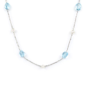 Set 5 Ciondoli Collana In Argento Placcato Con Topazio Bianco Naturale E Cubic Zirconia - Luckyshine