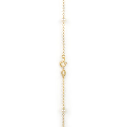 Collana ematite perle oro, girocollo donna in oro giallo tit 750 (18 kt) con ematite di 6-6,5 mm e perle 4-4,5 mm coltivate acqua dolce alternate
