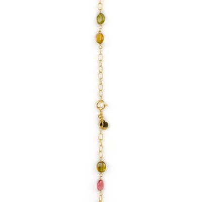 Collana tormaline perle ovali, girocollo donna in oro giallo tit 750 (18 kt) con tormaline e perle coltivate in acqua dolce