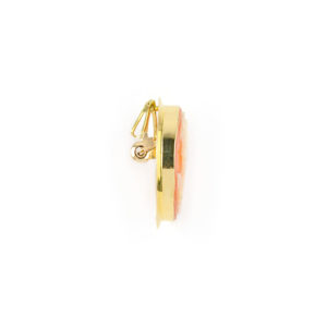 Camée En Coquille Rose 35mm Monté Sur Or Jaune 14kt - Broche/pendentif Signé M+M Scognamiglio - Neuf Italie