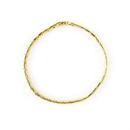 Bracciale uomo oro giallo, bracciale uomo in oro giallo 750, lineare, composto da elementi quadrati; catena canna vuota di larghezza 5,30 mm