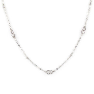 Collana donna oro bianco, girocollo elegante donna in oro bianco tit 750 (18 kt) con elementi tondi e palline lisce e lucide