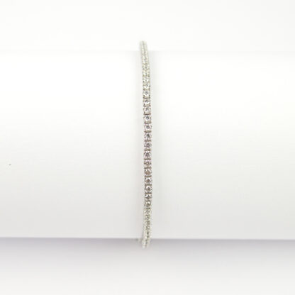 Bracciale tennis oro zirconi, bracciale donna in oro bianco 750 (18 kt), tennis con zirconi; larghezza bracciale 2 mm e spessore 2,70 mm