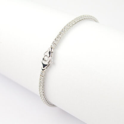 Bracciale tennis oro zirconi, bracciale donna in oro bianco 750 (18 kt), tennis con zirconi; larghezza bracciale 2 mm e spessore 2,70 mm