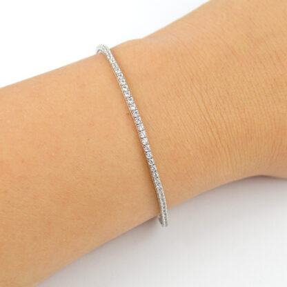 Bracciale tennis oro zirconi, bracciale donna in oro bianco 750 (18 kt), tennis con zirconi; larghezza bracciale 2 mm e spessore 2,70 mm