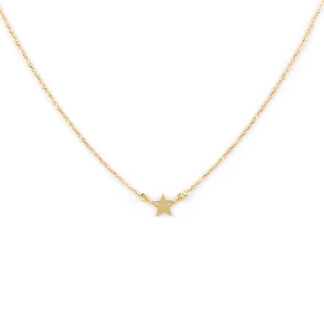 Collana stella oro giallo, collana donna girocollo in oro giallo tit 750 (18 kt), con al centro una stella piatta e lucida