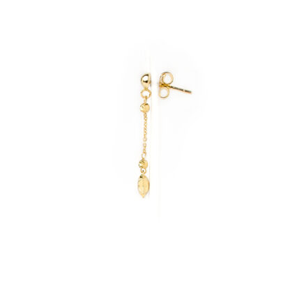 Orecchini oro con stelle, orecchini perno e farfallina pendenti in oro giallo tit 750 (18 kt) con stelle bombate e palline slash