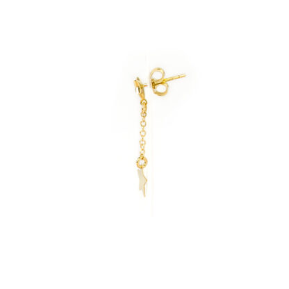 Orecchini pendenti oro stelle, orecchini perno e farfallina pendenti in oro giallo tit 750 (18 kt) con stelle piatte e lucide