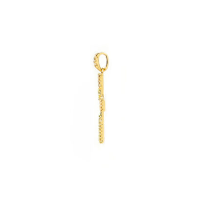 Croce donna oro giallo, ciondolo croce donna in oro giallo tit 750 (18 kt) modello croce con zirconi, di dimensione 1,60 x 2,90 cm