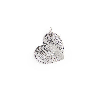 Ciondolo cuore oro bianco, pendente donna in oro bianco tit 750 (18 kt) a forma di cuore, traforato con zircone; dimensione 2,30 x 2,90 cm