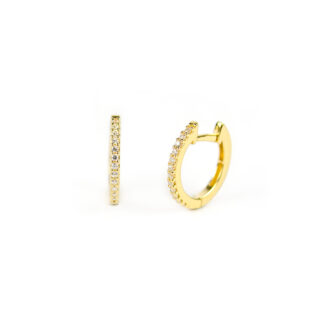 Orecchini cerchio scattini oro, scattini oro giallo tit 750 (18 kt) a cerchio massicci con zirconi; larghezza di 1,40 mm; diametro 1,30 cm