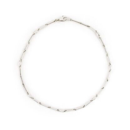 Bracciale uomo oro bianco, bracciale uomo ragazzo in oro bianco 750, lineare, catena a canna vuota, liscia e lucida, di larghezza 1,20 mm