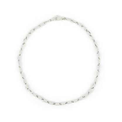 Bracciale uomo oro bianco, bracciale uomo in oro bianco 750, lineare, catena a canna vuota, liscia e lucida, di larghezza 2,50 mm