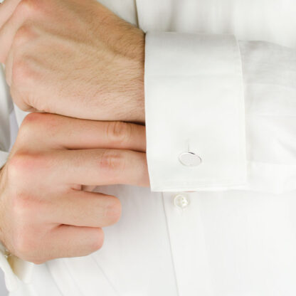 Gemelli ovali oro bianco, gemelli eleganti per camicia uomo in oro bianco tit 750 (18 kt) ovali, scatolati, lisci e lucidi